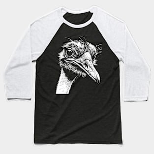 Ostrich head art in linear style Baseball T-Shirt